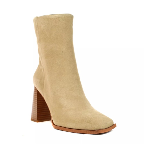 SAM EDELMAN Ivette Square Toe Ankle Boots in Sesame Suede Size 9 - Picture 2 of 16